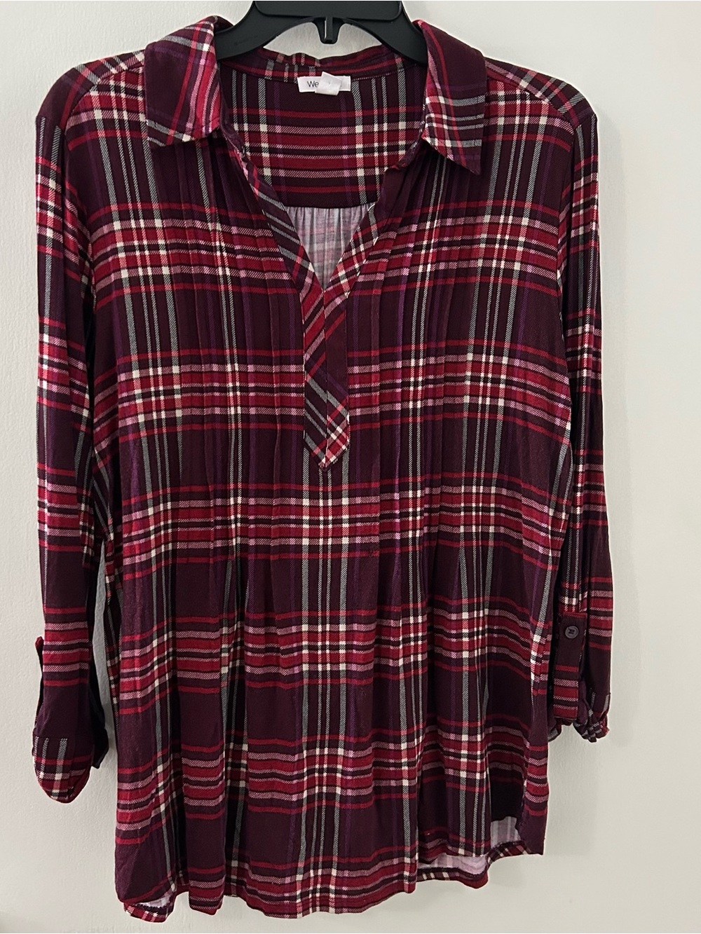 Westport Burgundy Plaid Tunic Top